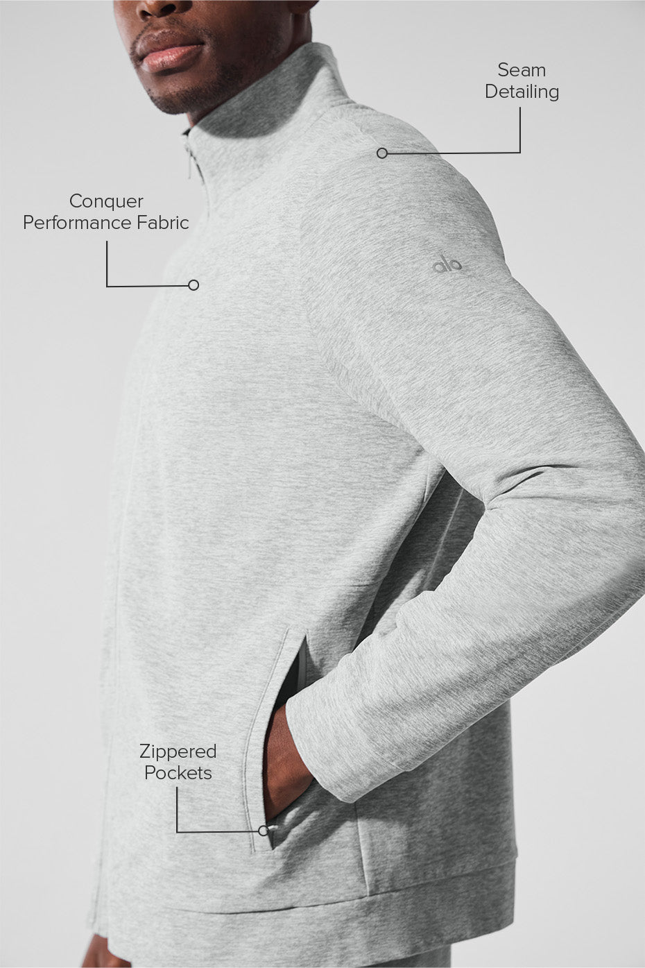 Conquer Max Mock Neck Full Zip - Athletic Heather Grey--1