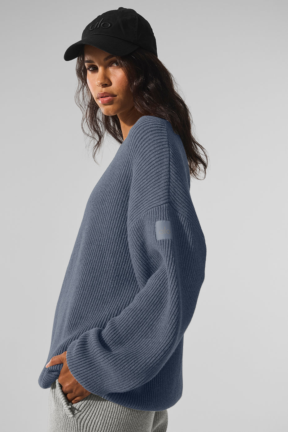Domain Rib Knit Crew Sweater - Bluestone--2