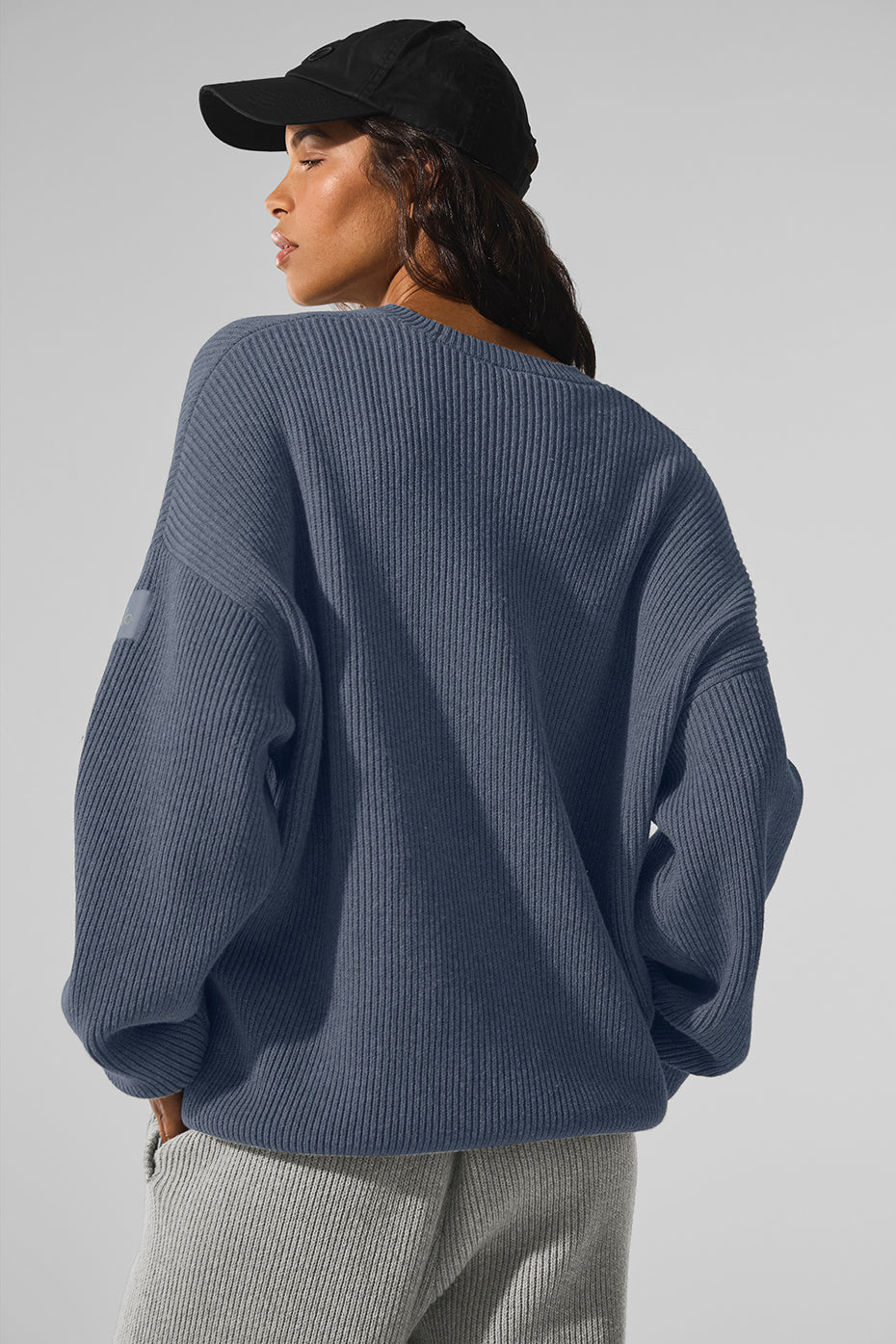 Domain Rib Knit Crew Sweater - Bluestone--1