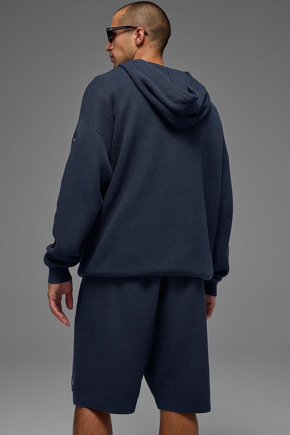 Sports Club Sweater Knit Hoodie - Navy--3