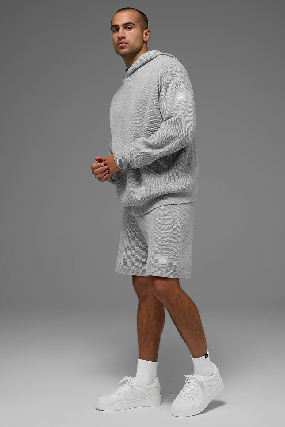 Sports Club Sweater Knit Hoodie - Athletic Heather Grey--3