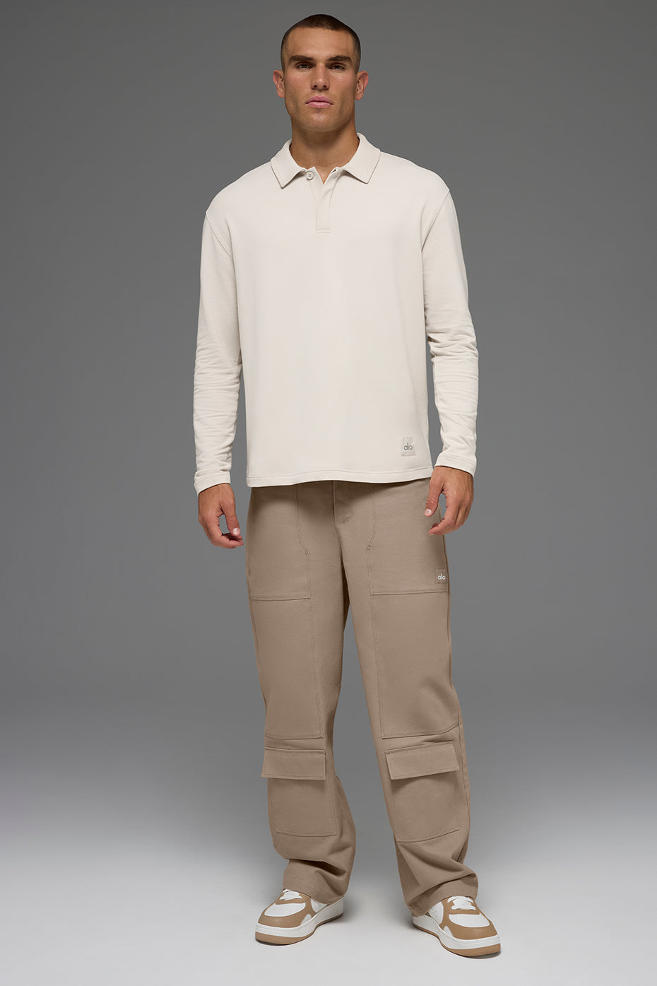 Double Take Long Sleeve Polo - Bone--5