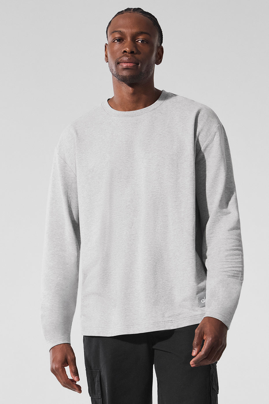 Double Take Long Sleeve Crew - Athletic Heather Grey--0