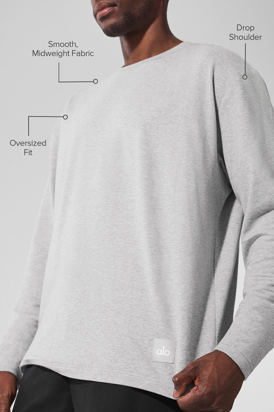 Double Take Long Sleeve Crew - Athletic Heather Grey--1