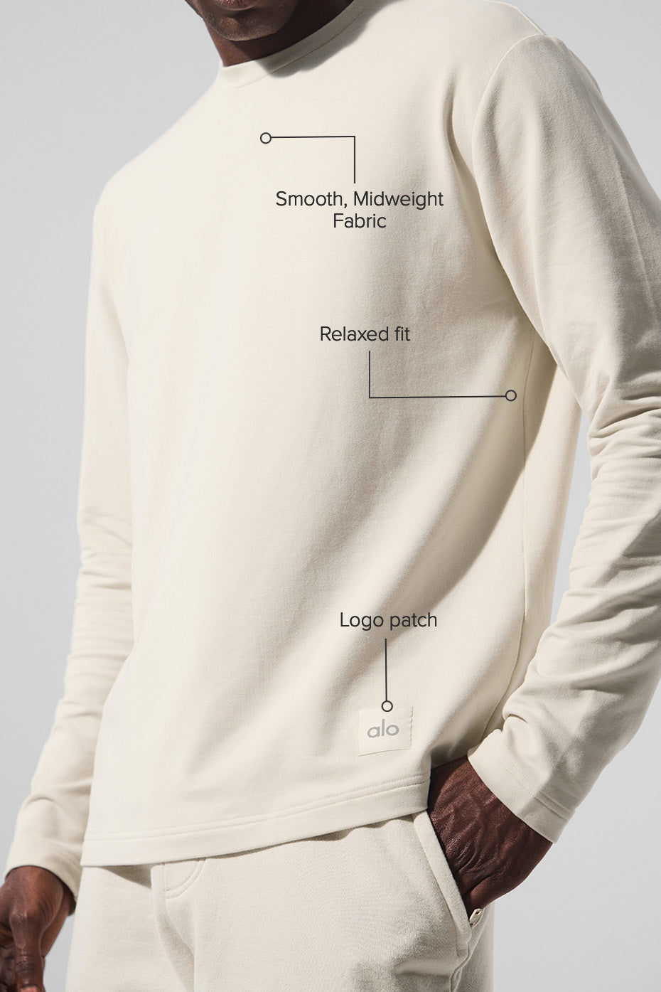 Double Take Long Sleeve Crew - Bone--1