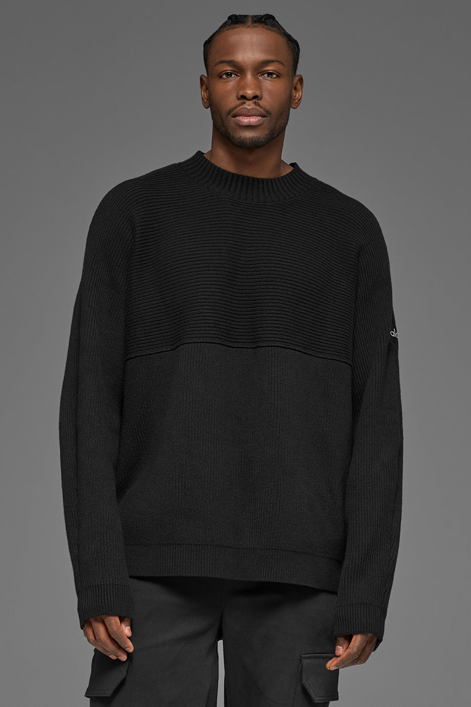 Domain Shift Rib Knit Sweater Crew - Black--0