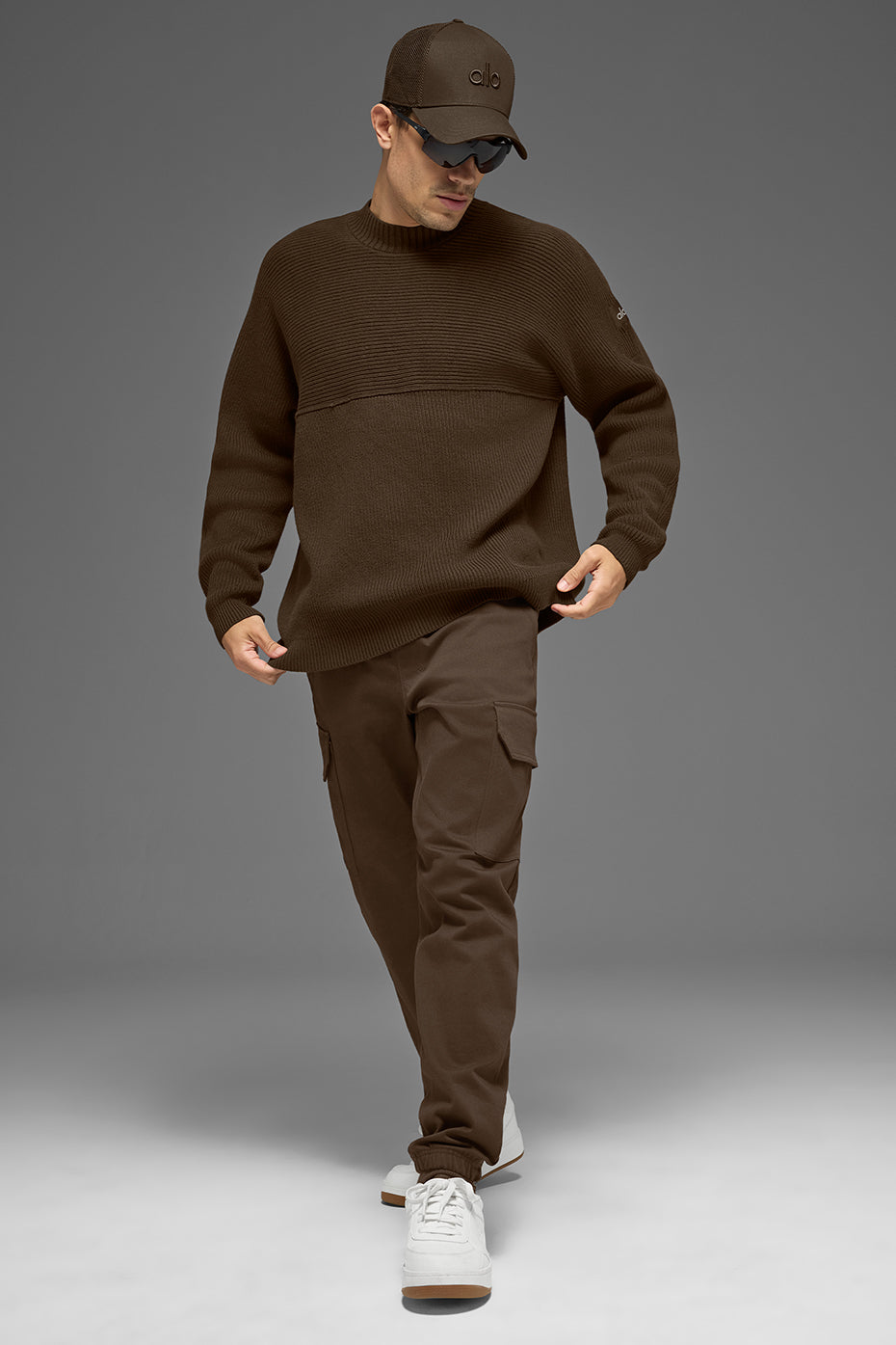 Domain Shift Rib Knit Sweater Crew - Espresso--3