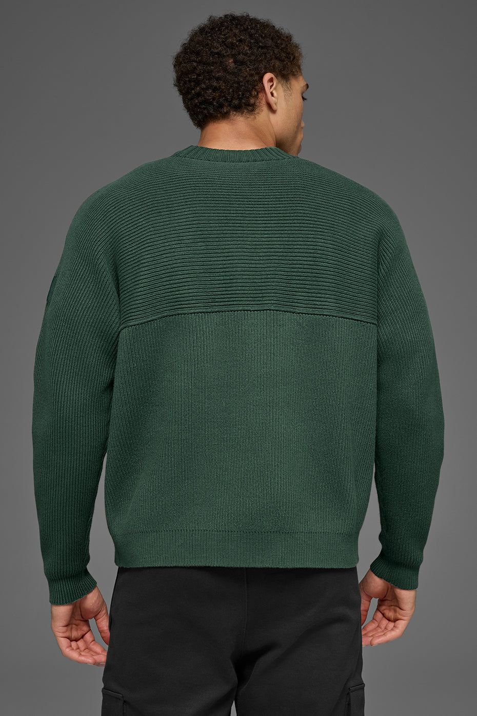 Domain Shift Rib Knit Sweater Crew - Clover Green--3
