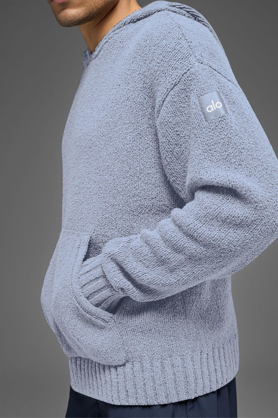 Textured Knit Hoodie - Winter Frost--1