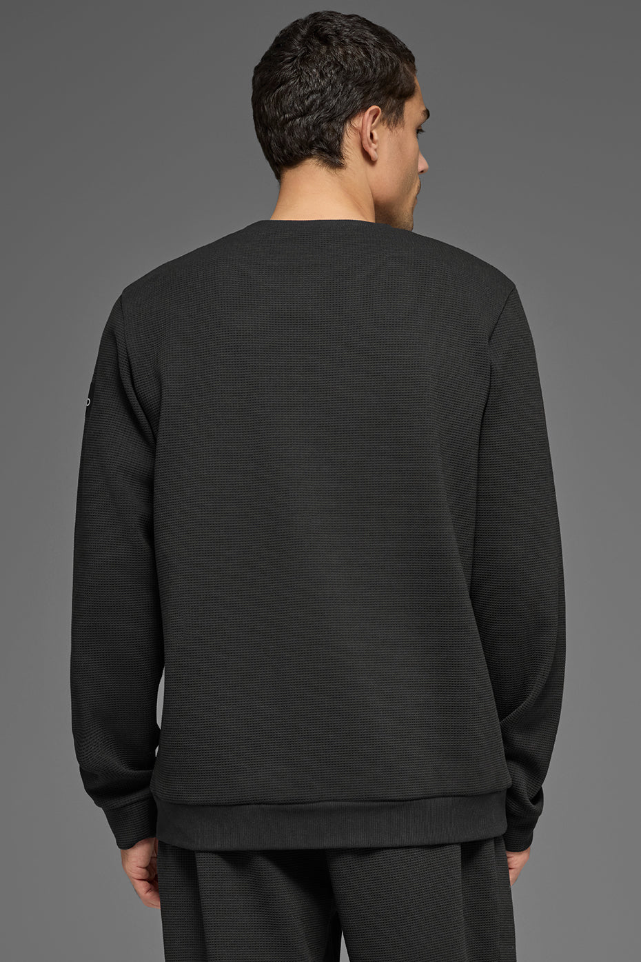 Waffle Lounge Long Sleeve Crew - Black--4