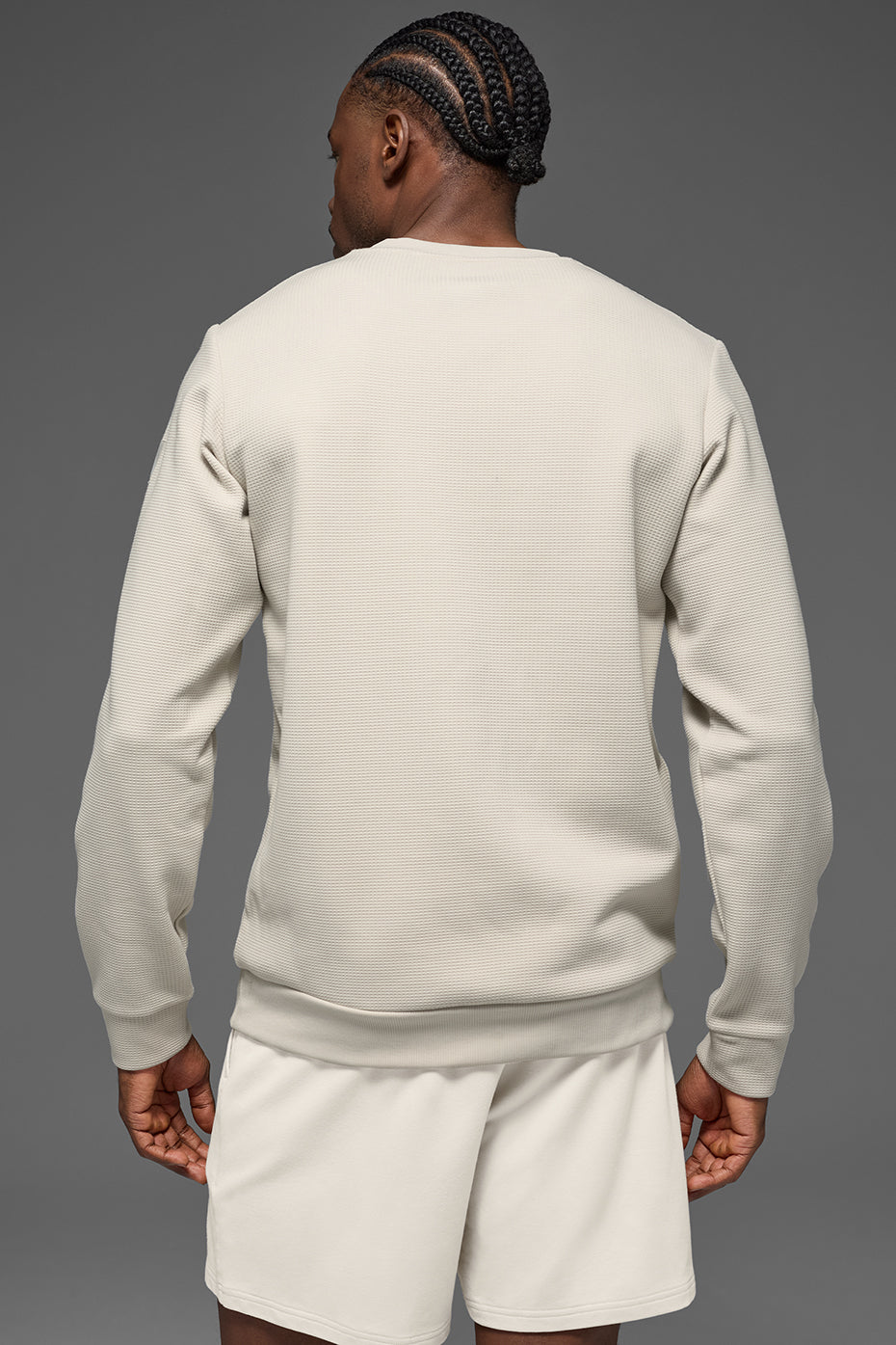 Waffle Lounge Long Sleeve Crew - Bone--2