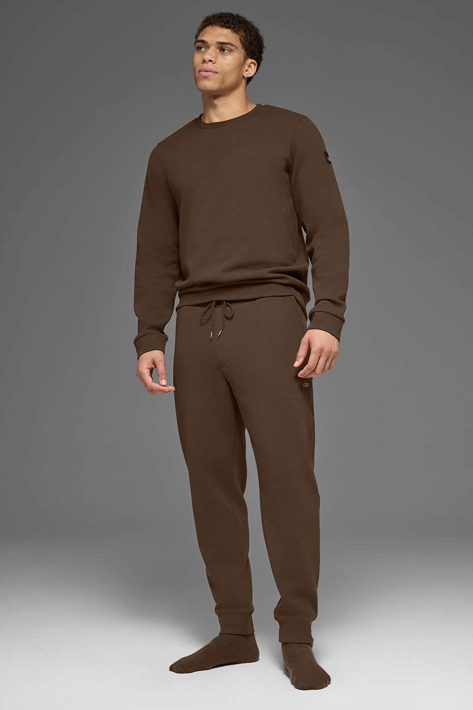 Waffle Lounge Long Sleeve Crew - Espresso--5
