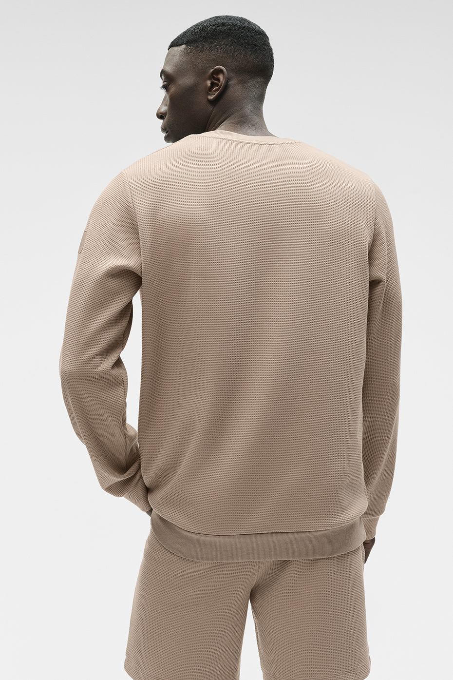 Waffle Lounge Long Sleeve Crew - Gravel--2