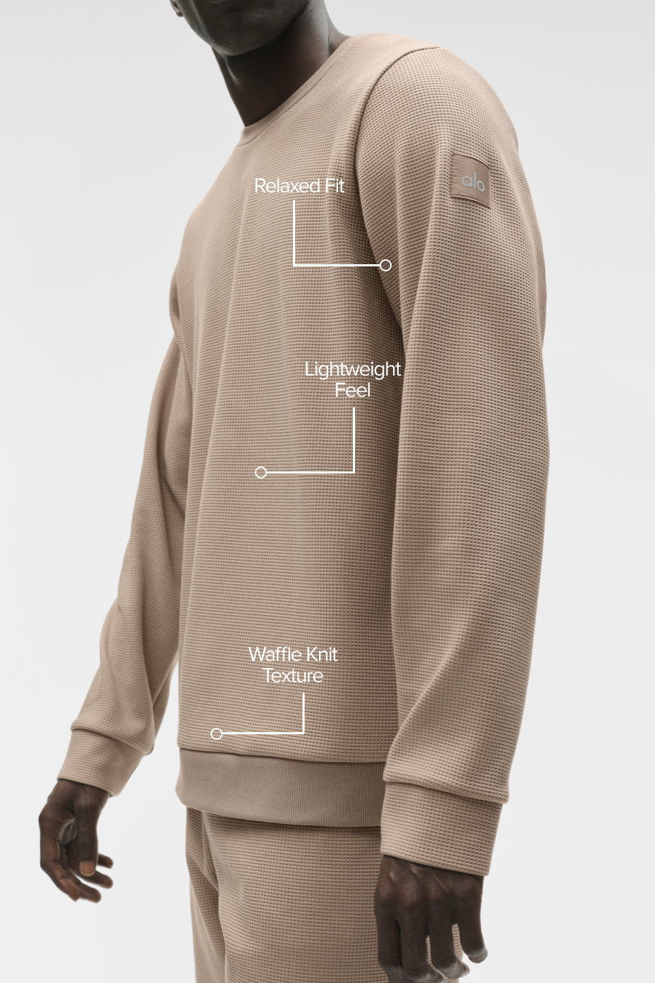 Waffle Lounge Long Sleeve Crew - Gravel--1
