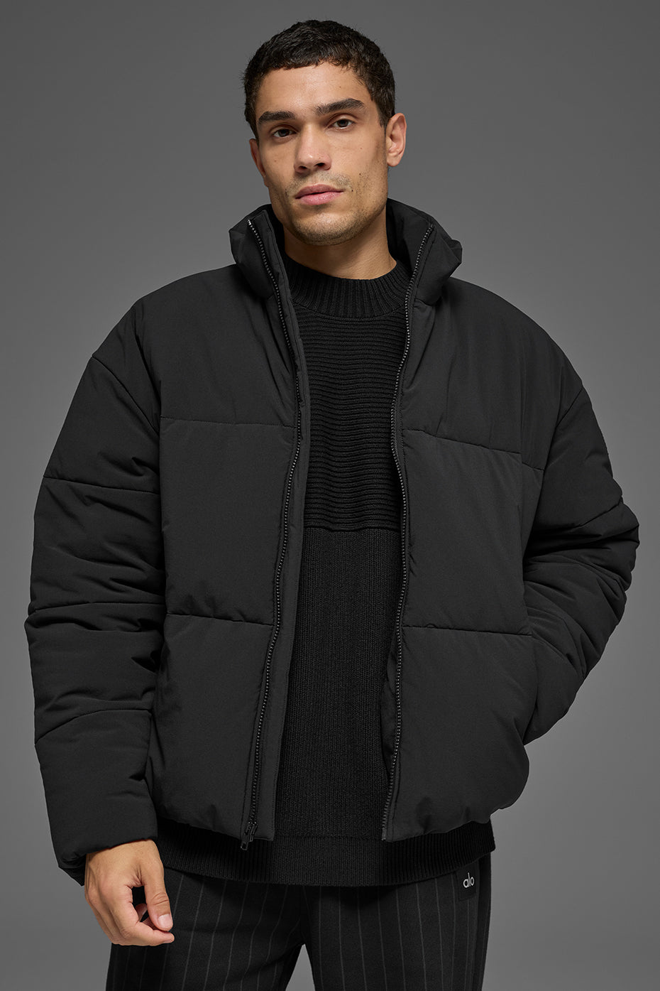 Stretch Woven Street Puffer - Black--0