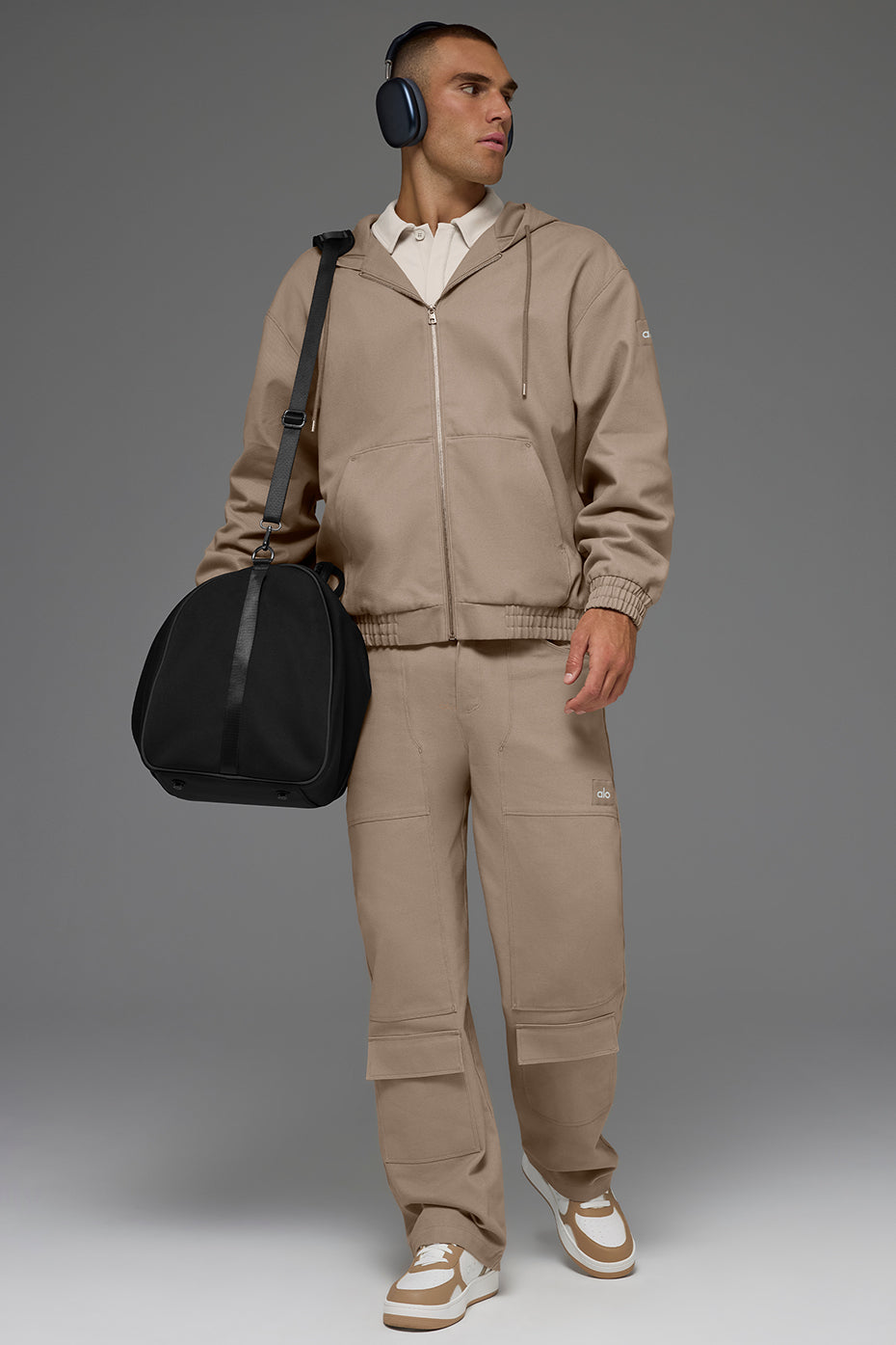 Cotton Canvas Full Zip Hoodie - Gravel--4