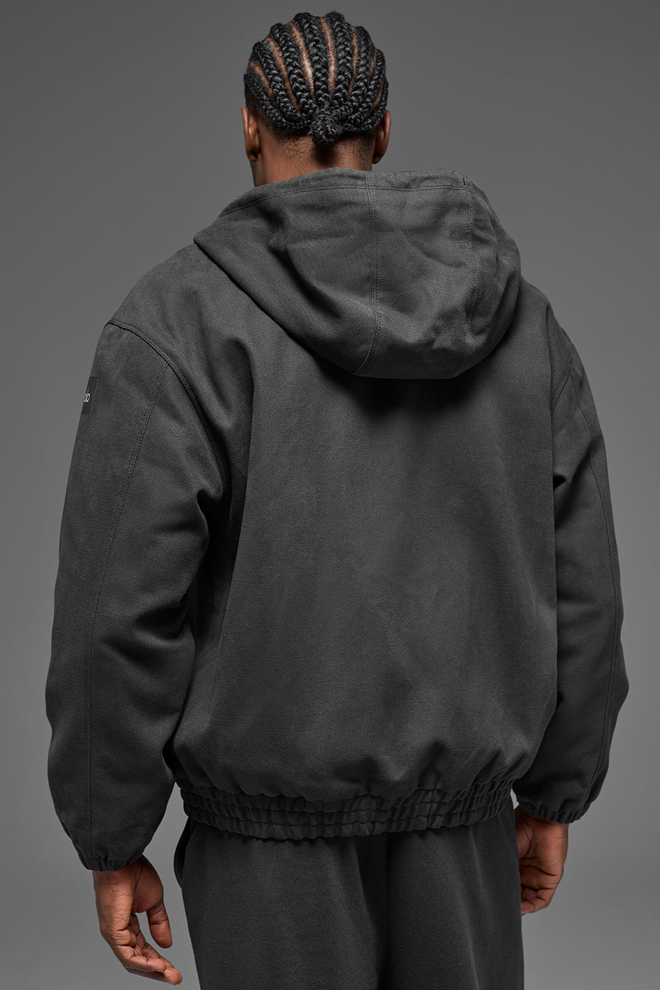 Cotton Canvas Full Zip Hoodie - Anthracite--2