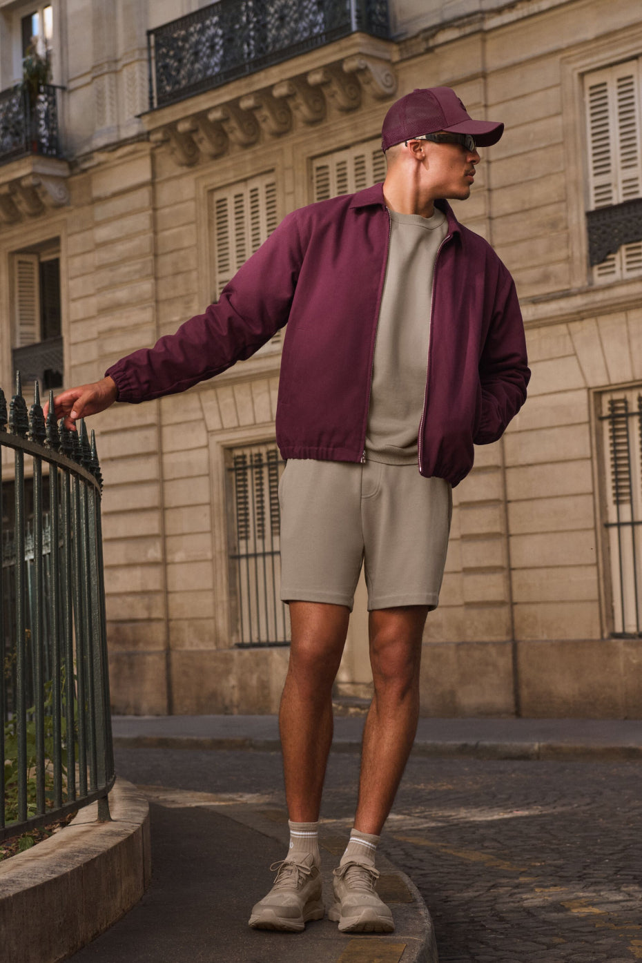Cotton Canvas Coaches Jacket - Burgundy--0