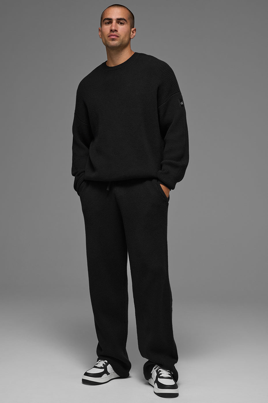Domain Rib Knit Sweatpant - Black--3