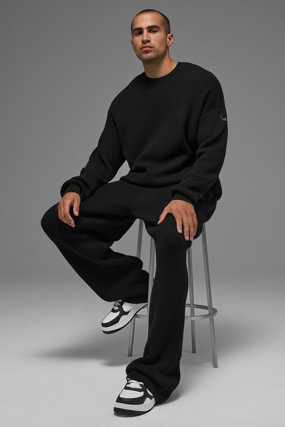 Domain Rib Knit Sweatpant - Black--4