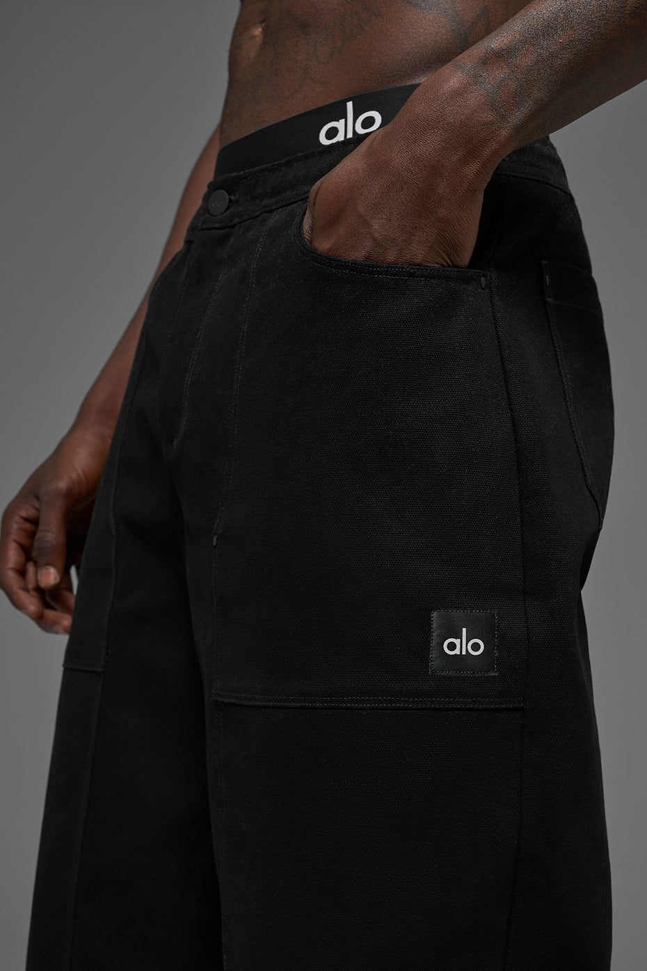 Cotton Canvas Carpenter Pant - Black--3