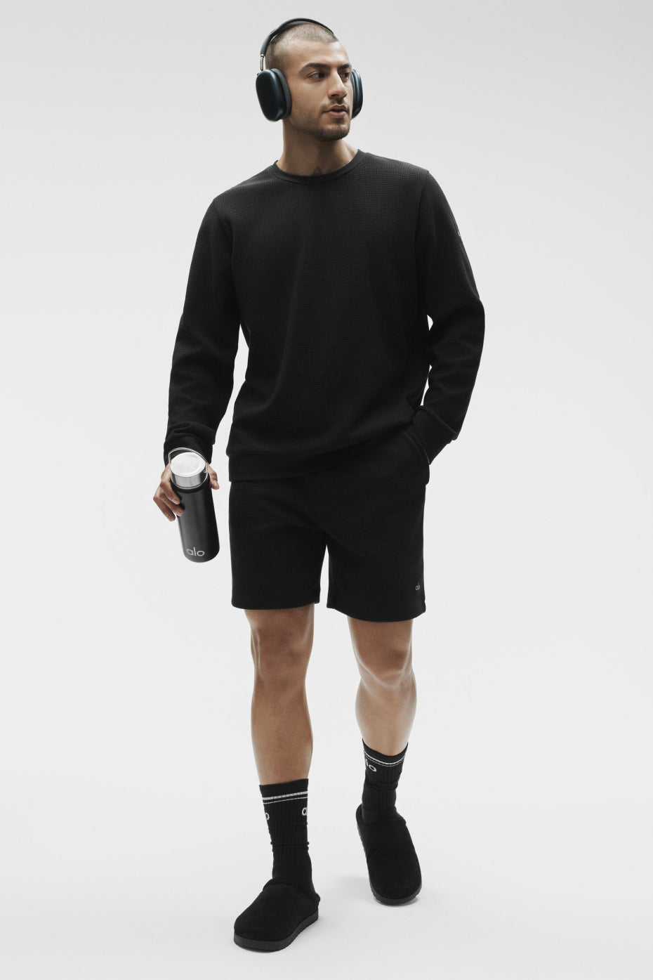 7" Waffle Lounge Short - Black--4