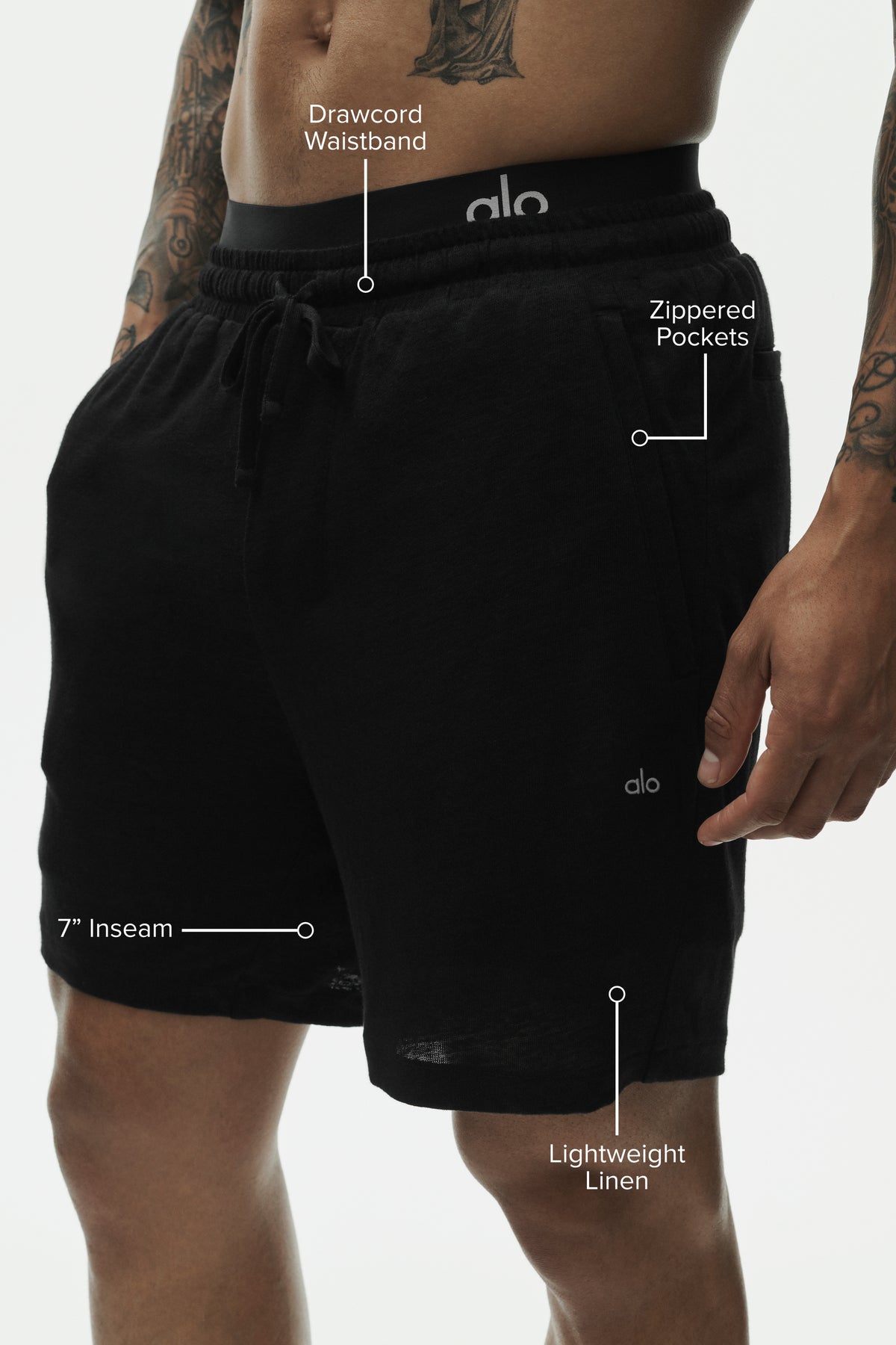 7" Linen Jersey Coastal Short - Black--1