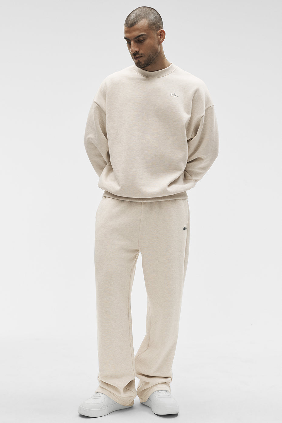 Accolade Crew Neck Pullover - Oatmeal Heather--4