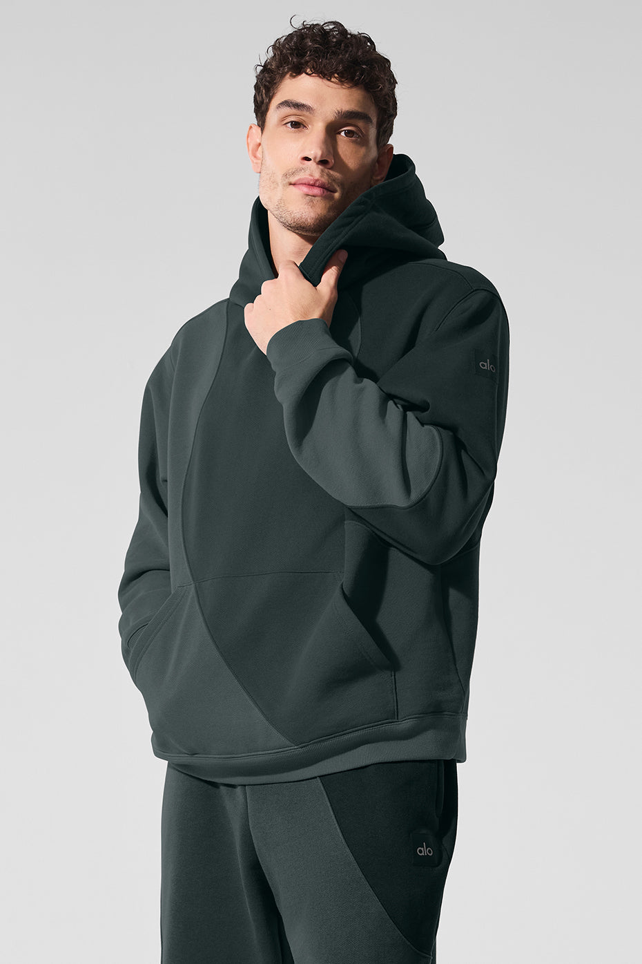 Make Waves Hoodie - Charcoal Green Tonal--2