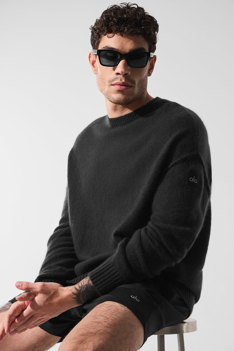 Unisex Wool Cashmere New Class Crewneck Sweater - Black--4