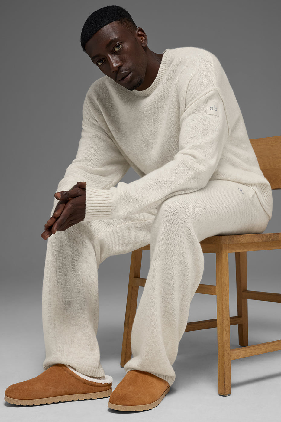 Unisex Wool Cashmere New Class Crewneck Sweater - Bone Heather--2