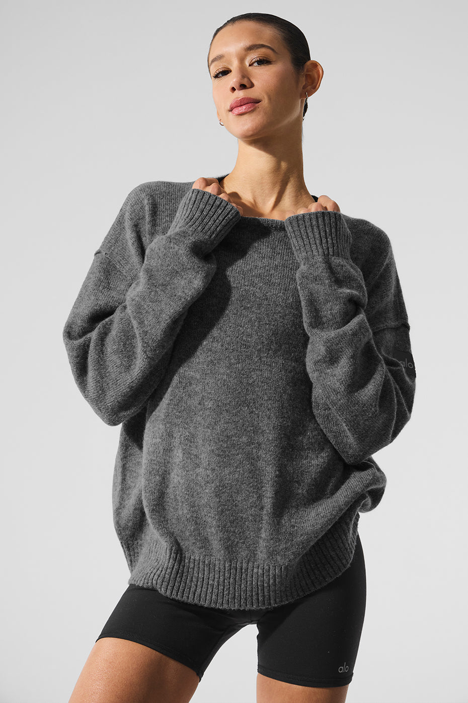 Unisex Wool Cashmere New Class Crewneck Sweater - Platinum Grey--0