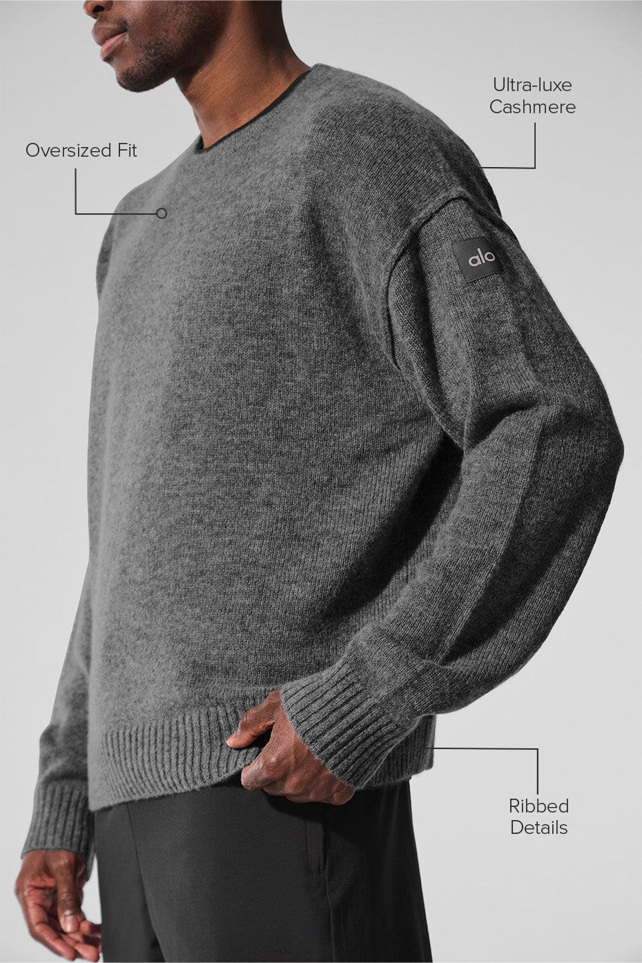 Unisex Wool Cashmere New Class Crewneck Sweater - Platinum Grey--1