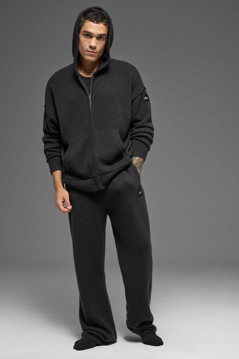 Wool Cashmere New Class Full Zip Hoodie - Black--3