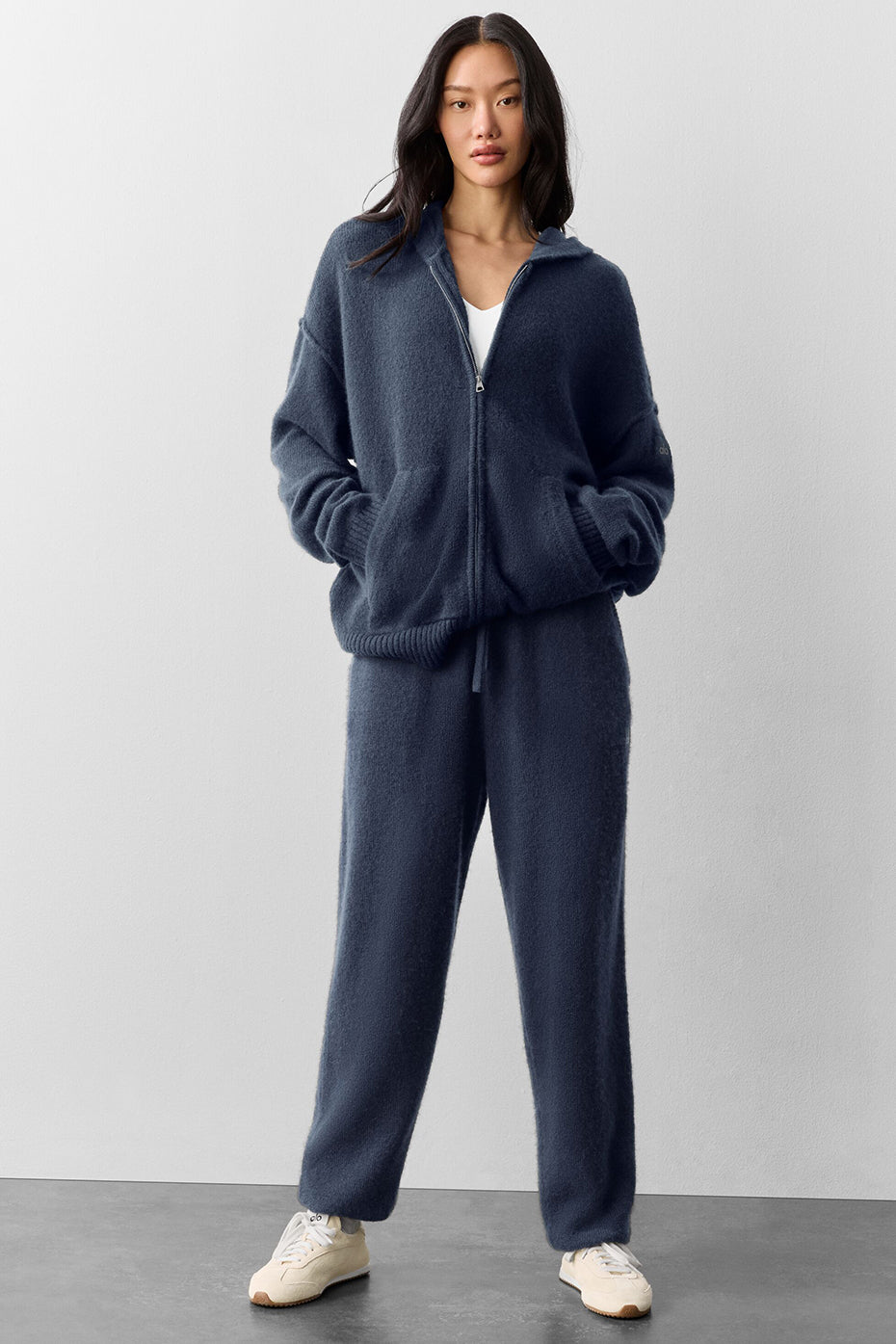 Wool Cashmere New Class Full Zip Hoodie - Navy--4