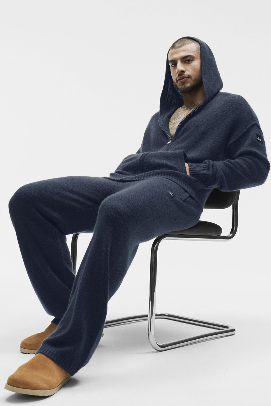 Wool Cashmere New Class Full Zip Hoodie - Navy--3