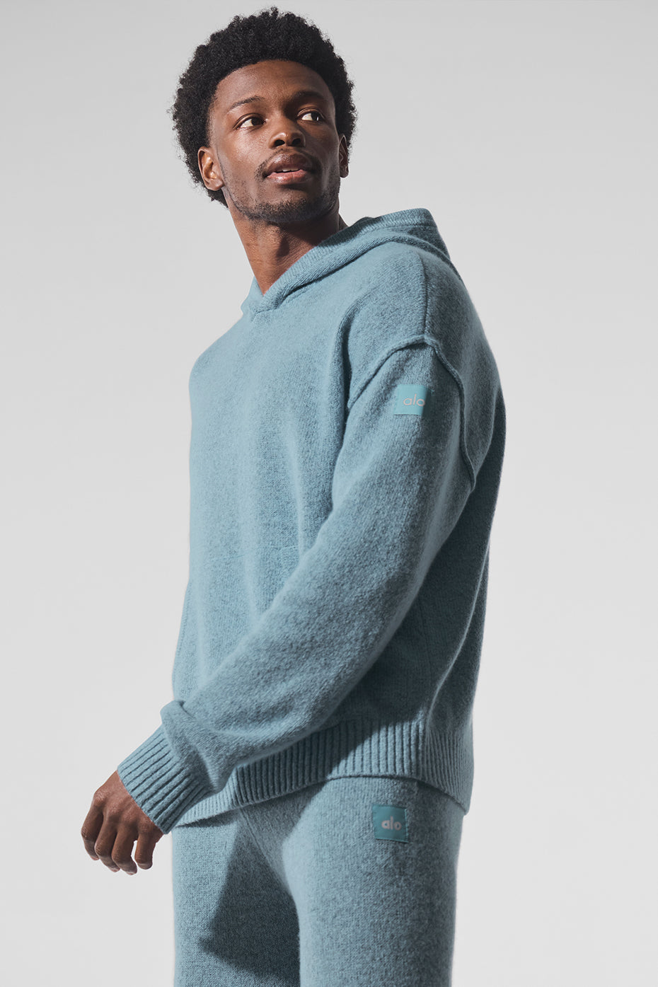 Wool Cashmere New Class Hoodie - Celestial Blue Granite Heather--0