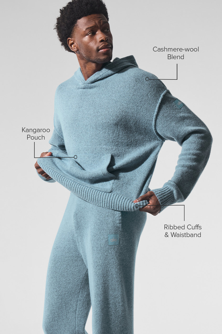 Wool Cashmere New Class Hoodie - Celestial Blue Granite Heather--1