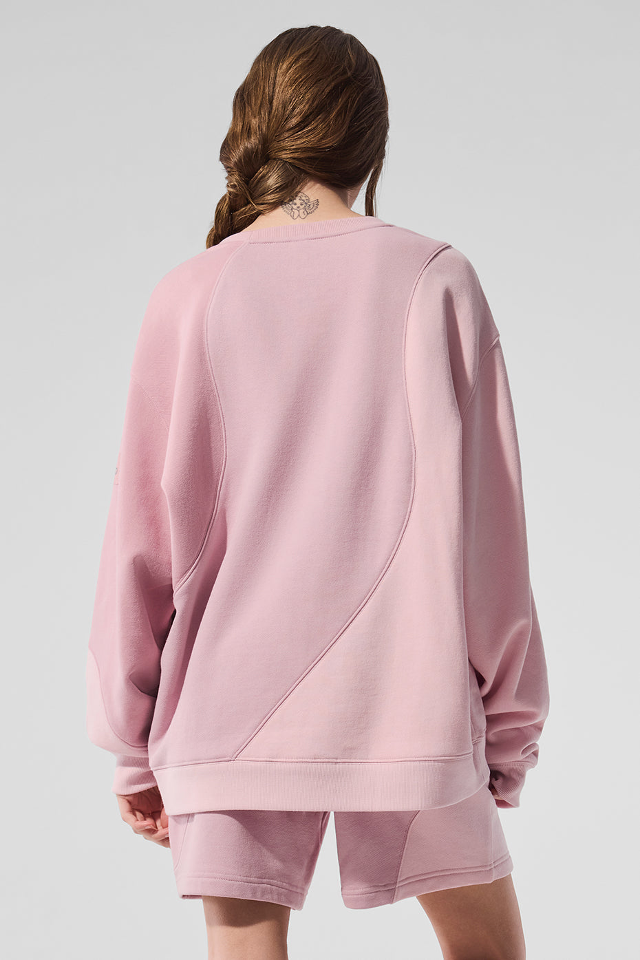 Make Waves Crew Neck Pullover - Sunset Pink Tonal--1