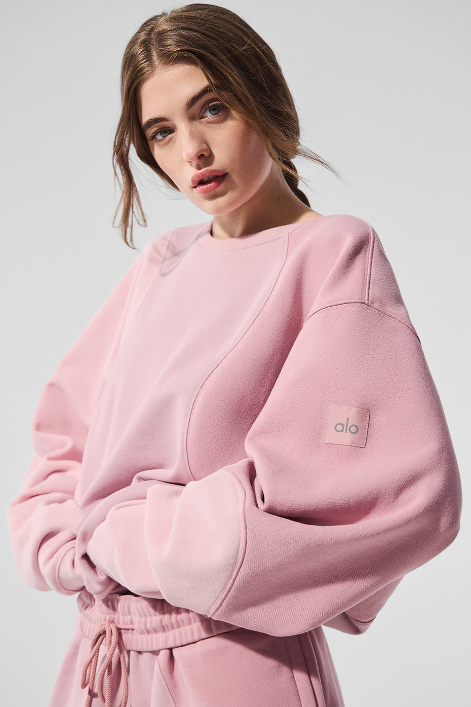 Make Waves Crew Neck Pullover - Sunset Pink Tonal--2