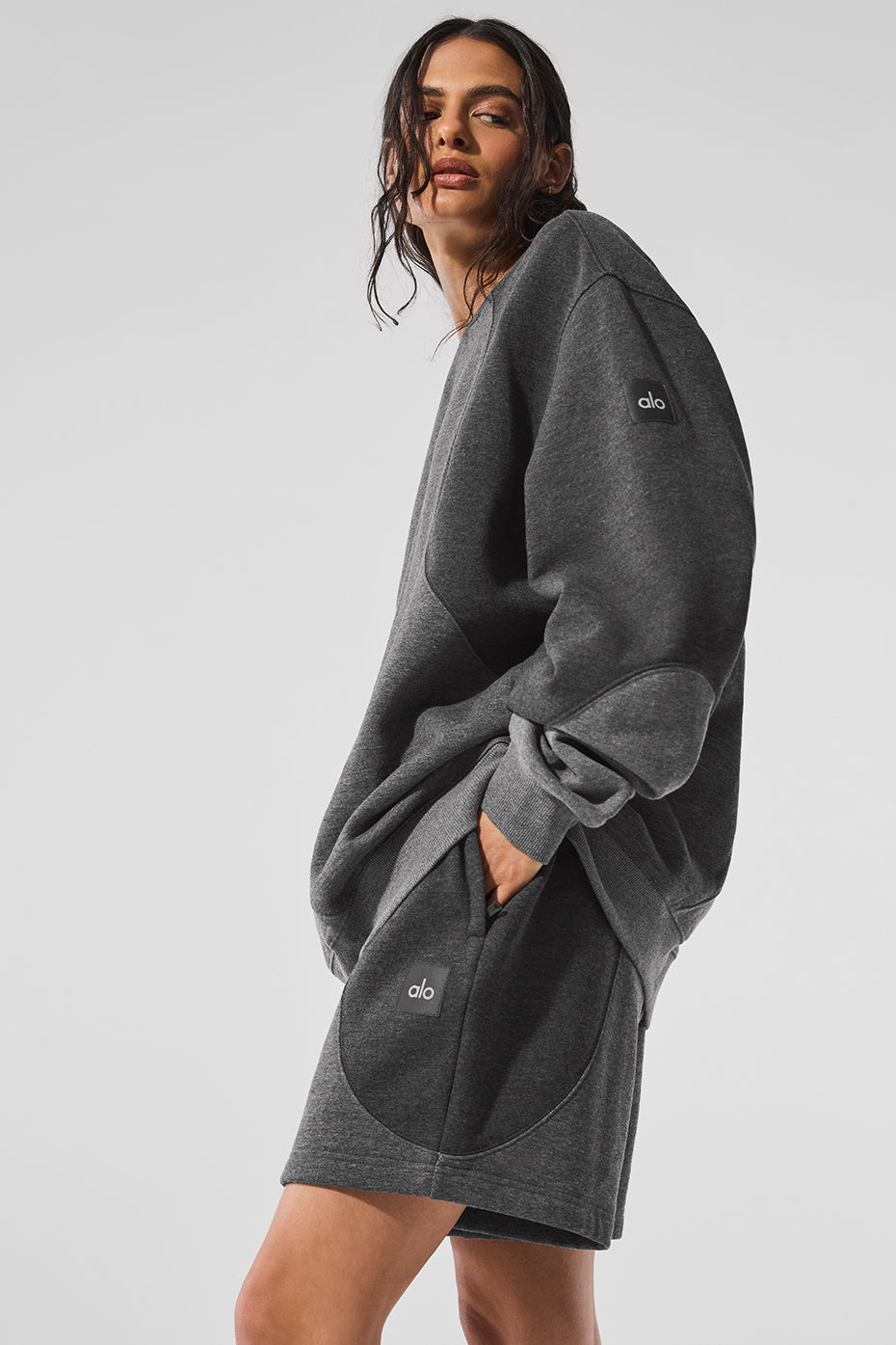Make Waves Crew Neck Pullover - Dark Heather Grey Tonal--3