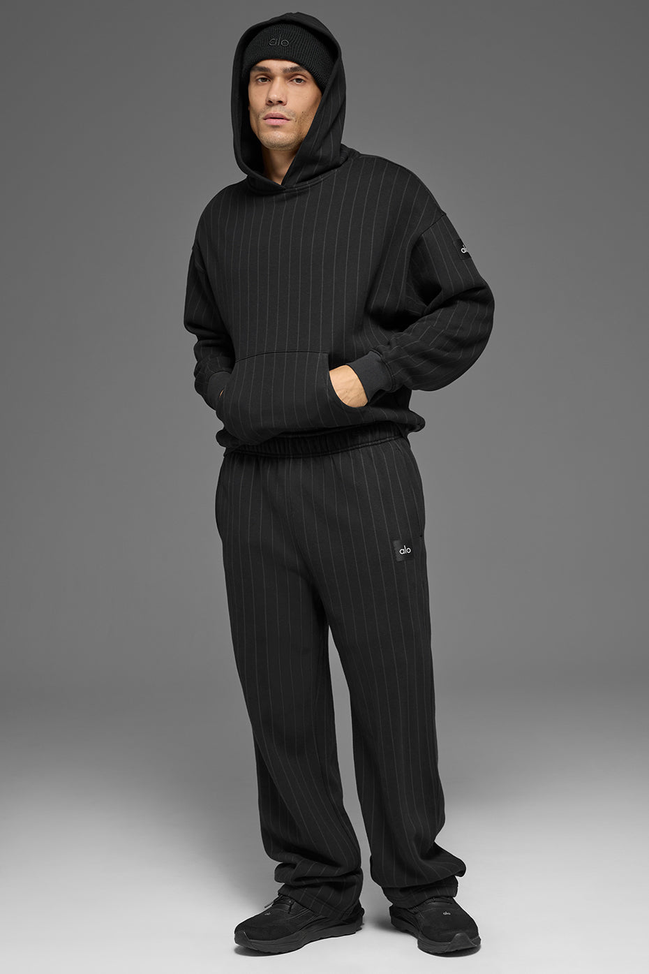 Pinstripe Hoodie - Black Pinstripe--4