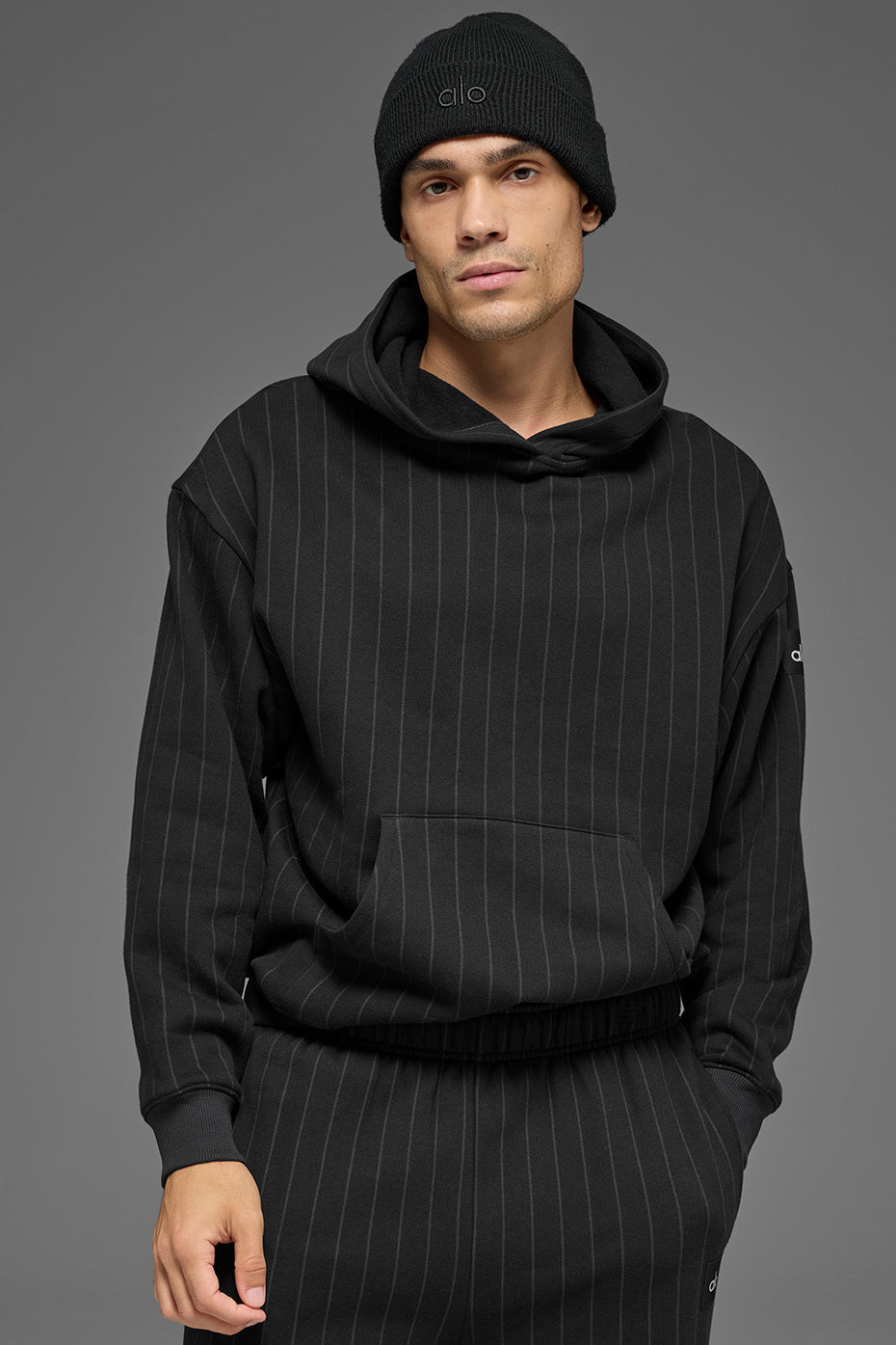 Pinstripe Hoodie - Black Pinstripe--0