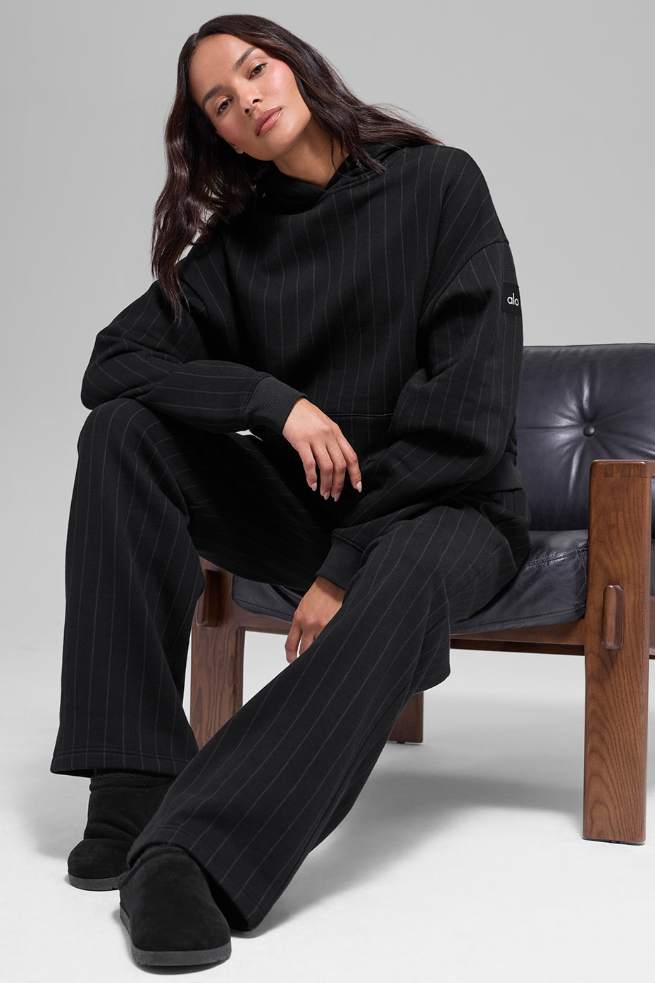 Pinstripe Hoodie - Black Pinstripe--3