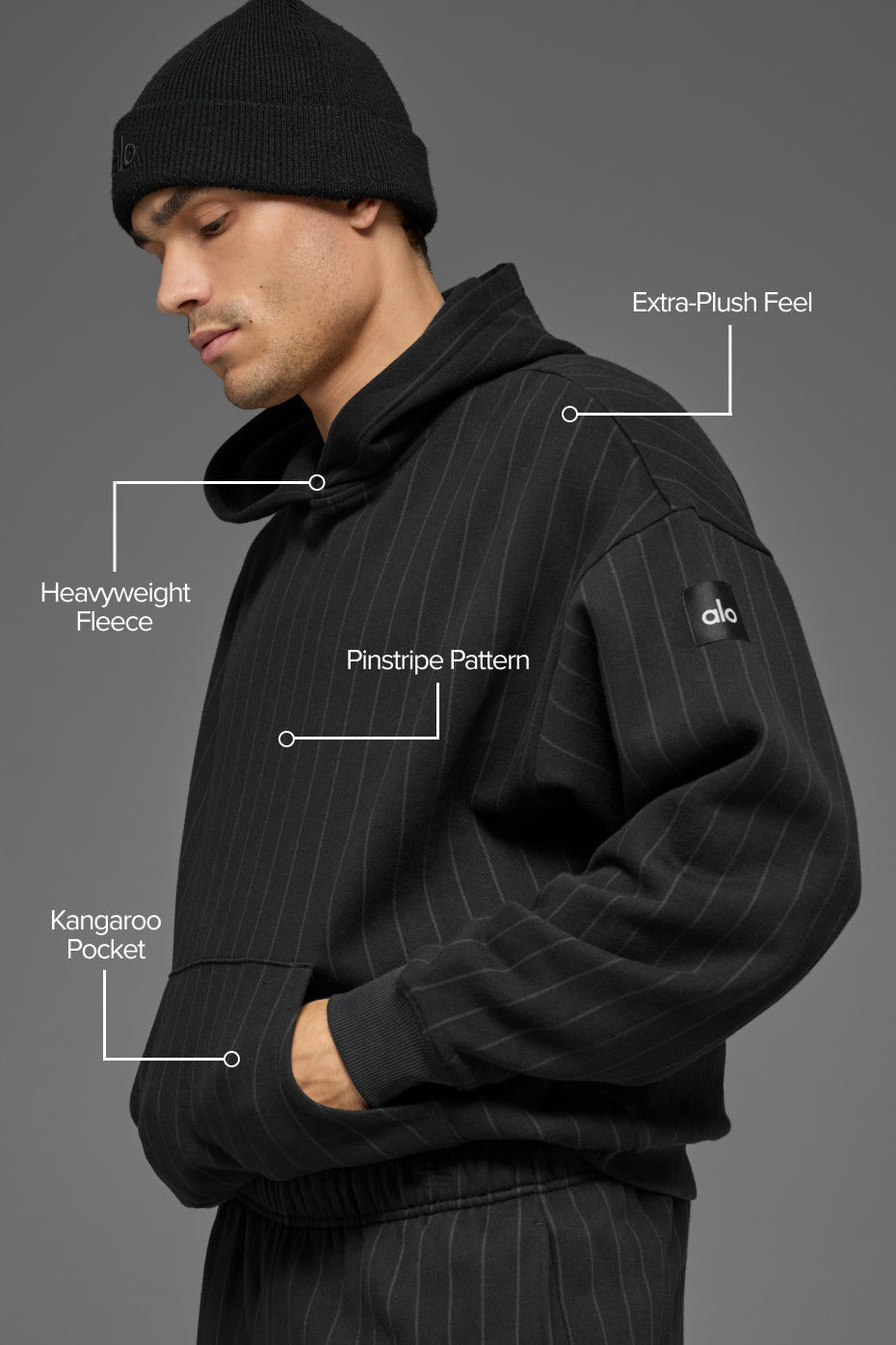 Pinstripe Hoodie - Black Pinstripe--1