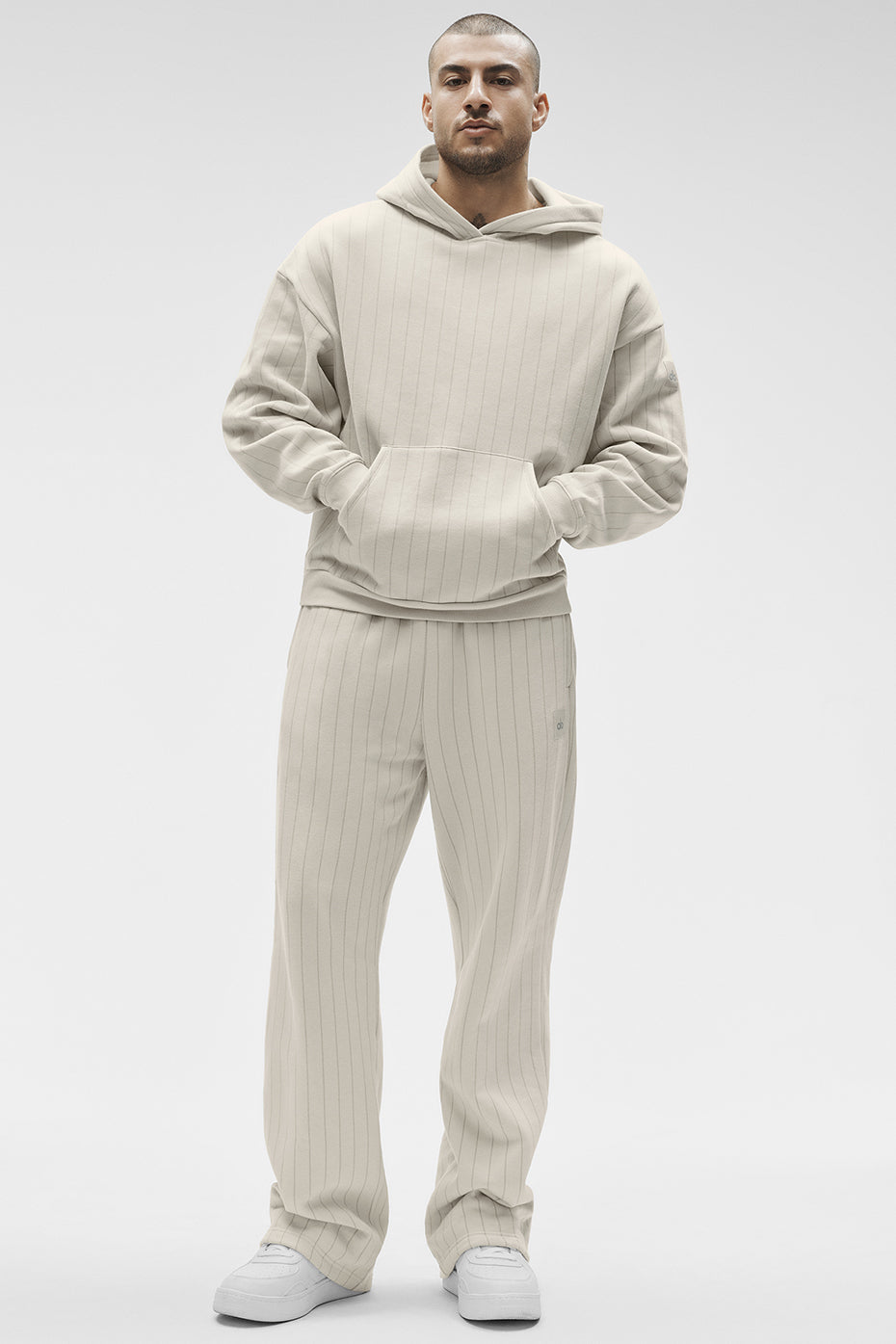 Pinstripe Hoodie - Bone Pinstripe--4