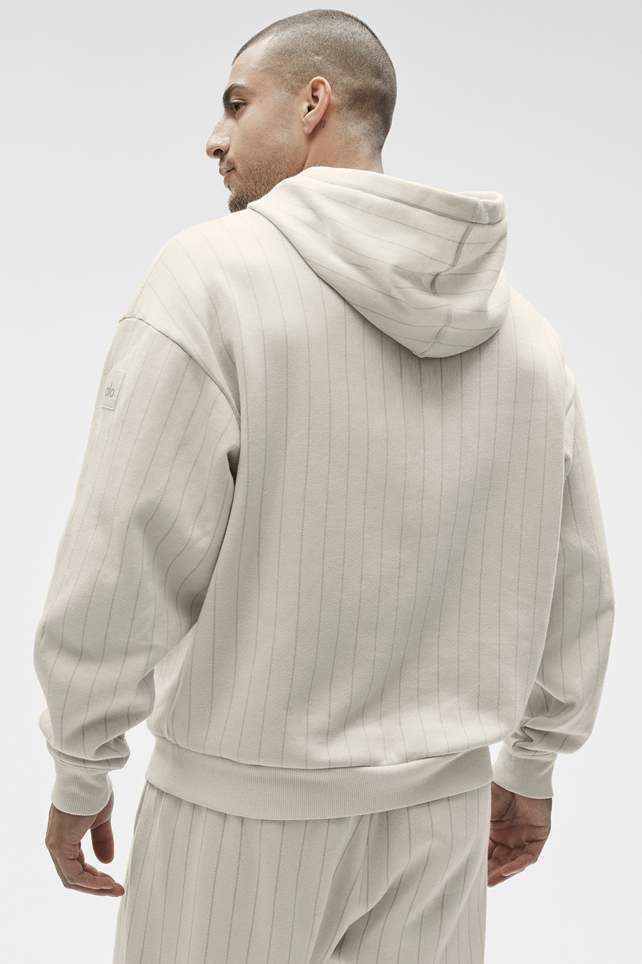 Pinstripe Hoodie - Bone Pinstripe--3