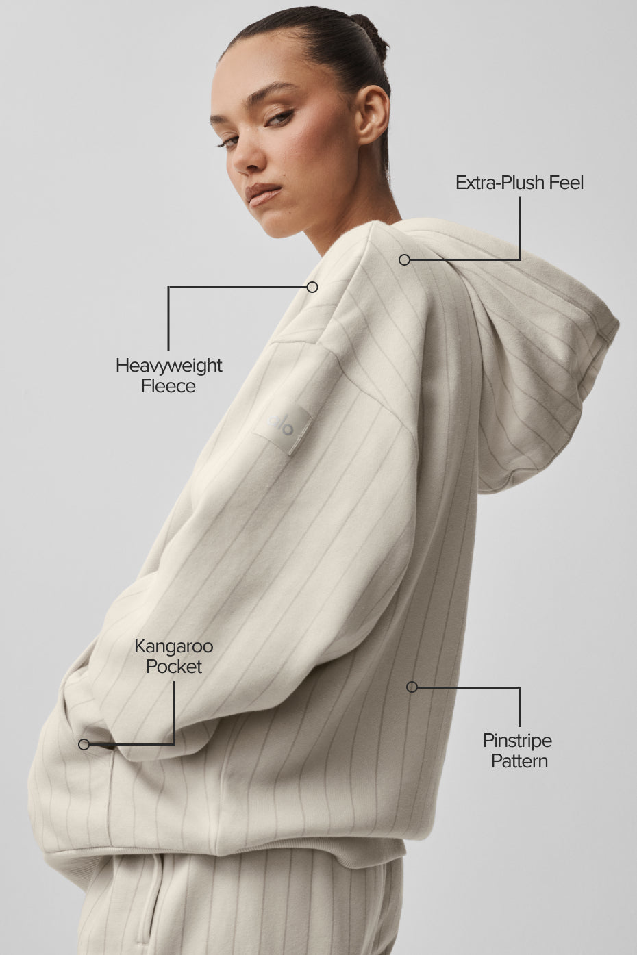 Pinstripe Hoodie - Bone Pinstripe--1