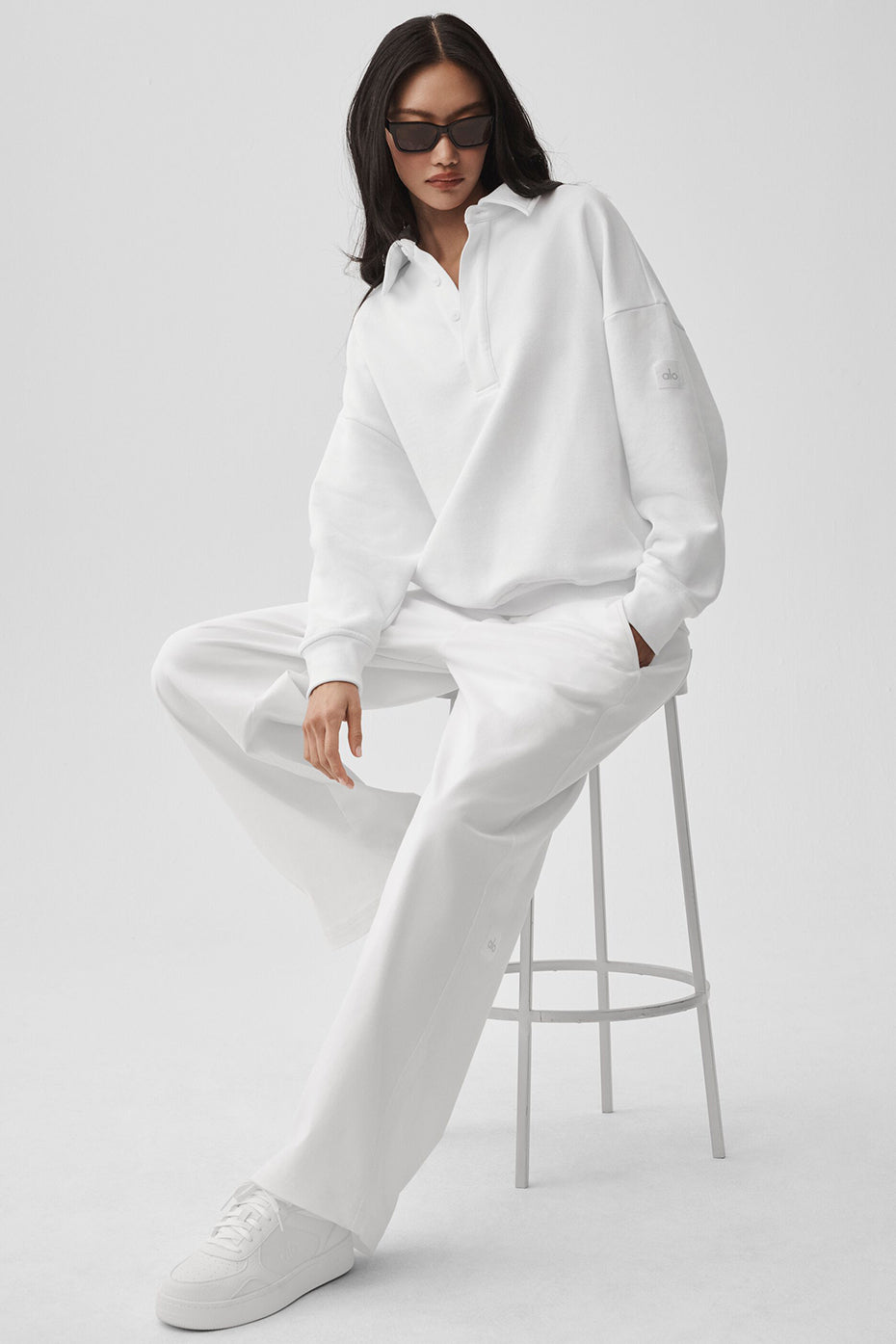 Take It Easy Long Sleeve Henley Pullover - White--5