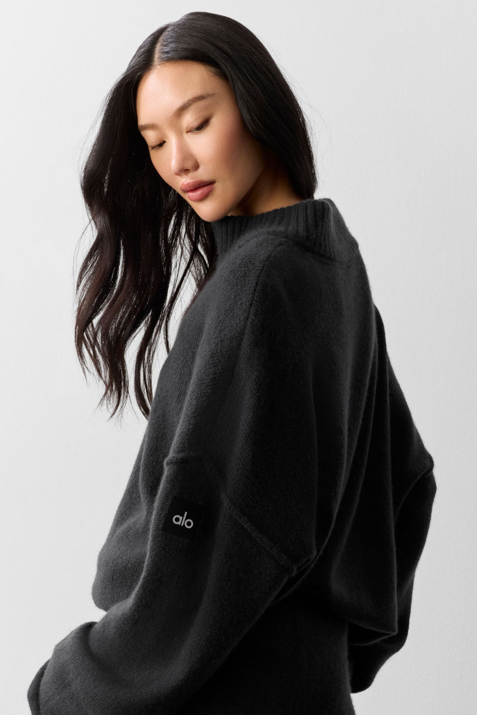 Wool Cashmere New Class 1/4 Zip Pullover - Black--3